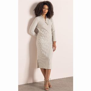 Save 35 on Brushed RibKnit Midi Skirt in Oatmeal Marl Size 20