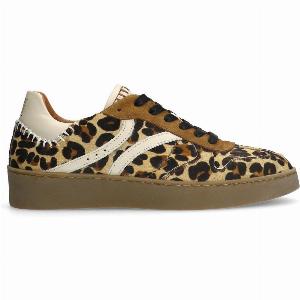Beigefarbene Sneaker mit Pantherprint