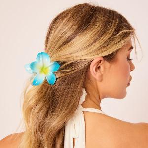 Enjoy 67 Off Blue Flower Detail Claw Clip for Women One Size