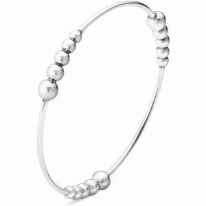 Georg Jensen Moonlight Grapes Sterling Silver Beaded Bangle Size Small D
