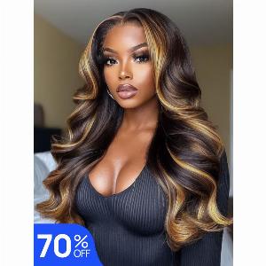 Nadula Flash Sale Loose Body Wave Dark Brown Wig with FaceFraming Highlights Wig And Yaki Weave Hair Wig Put On And Go Wigs