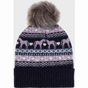 Platinum Kids Fika Fairisle Junior Pom Pom Beanie Navy