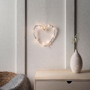 Cœur Lumineux à Micro LED Blanc Chaud à Piles Orné de Perles