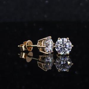New arrival latest design 14k yellow gold 65mm DEF color moissanite diamond stud earrings price