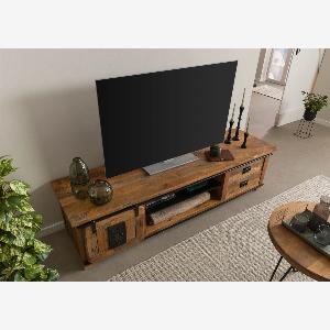 Meuble TV en bois de Manguier  Bois de récupération 200x55x50 naturel laqué RAILWAY LUX 131