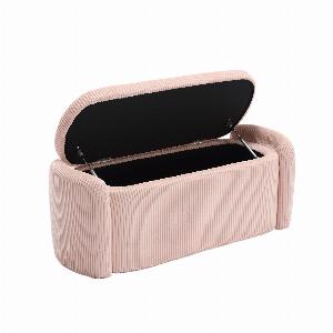 Tabouret de rangement moderne et épuré Tabouret en velours rayé Sensation dassise confortable Pour le salon lentrée chaise de bureau velours Rose