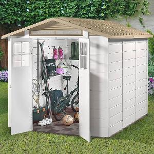 66 x 8 Shire Tuscany Evo 240 Apex Plastic Double Door Shed 202m x 242m