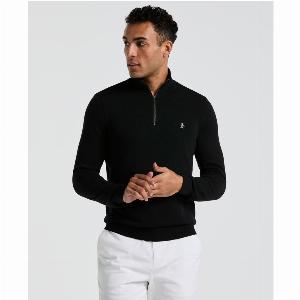 Enjoy a 60 discount on the true black cotton quarter zip sweater now