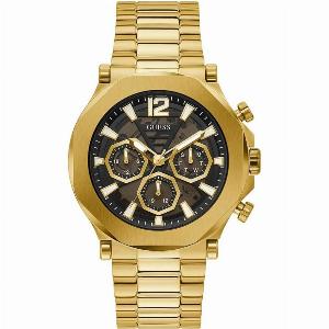 Guess Mens Black Dial Gold Tone Stainless Steel Bracelet Watch GW0539G2