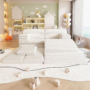 Home Deluxe Canapé de jeu LIV avec toboggan et pierres à empiler  Cord beige