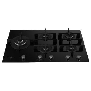 Whirlpool GOWL958NB 90cm 5 Burner Gas Hob in Black Glass 5kW Wok Burne