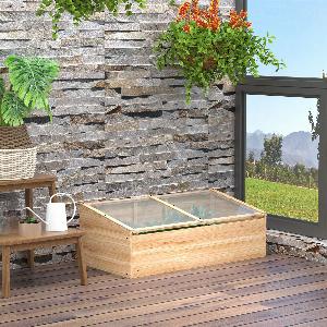 Outsunny Serra da Giardino e Fioriera per Balcone in Legno di Abete Naturale 100x50x35cm 100x50x35cm