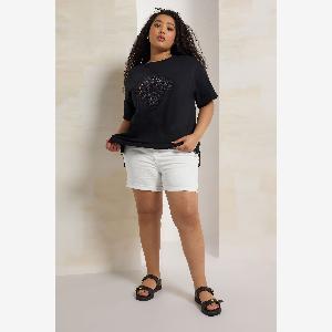 Yours Short Blanc En Denim Taille Élastique  Womens Curve  Plus Size Yours