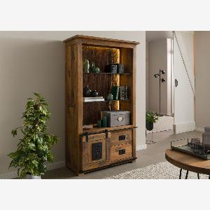 Étagère en bois de Manguier  Bois de récupération 100x45x175 naturel laqué RAILWAY LUX 165