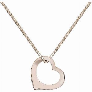 Open Heart Pendant Necklace 9ct Rose Gold Plated