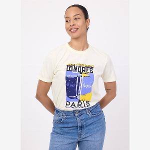 Joanie Clothing Francoise Vintage Graphic Tee  Medium UK 1214   Sustainable Organic Cotton Cream