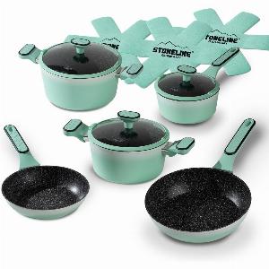 Sparen Sie 44 STONELINE 11teiliges Set Töpfe und Pfannen in Menta