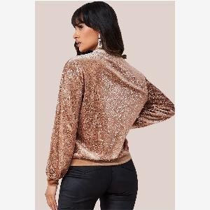 Goddiva Sequin Velvet Jumper  Champagne