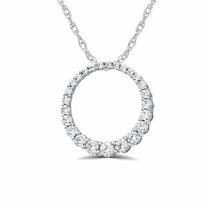 Lab Grown Graduating Circle Diamond Necklace   925 Sterling Silver  1 12 cttw