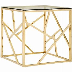 Alluras Clear Glass End Table With Champagne Gold Frame