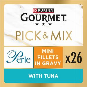 GOURMET Perle Mini Fillets in Gravy with Tuna Adult Wet Cat Food 26x85g