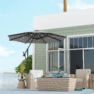 Outsunny Waterproof 3m Convertible Cantilever Parasol and Centrepost Garden Parasol with Cross Base 360 Rotation Banana Parasol Aosom UK