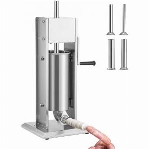VEVOR Manual Sausage Stuffer 8LBS5L Capacity Two Speed 304 Stainless Steel Vertical Sausage Stuffer Sausage Filling Machine with 4 Stuffing Tubes Suction Base for Household or Commercial Use