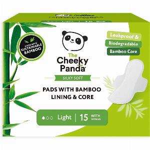 The Cheeky Panda Bamboo Core Pads with Wings  Light  Pack of 15