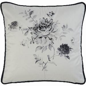 Verity Mono Floral Embroidered Velvet Cushion 43cm x 43cm