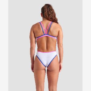 arena Badeanzug  Damen  whiteneon bluefluo pink