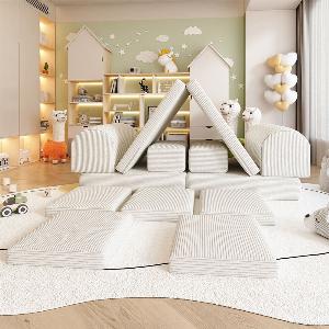 Home Deluxe Canapé de jeu LIV avec pierres à empiler  Cord beige
