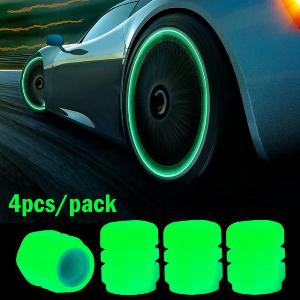 4 Pcs Luminoso Tappi Valvola Fluorescente Notte Incandescente Auto Moto Bicicletta Bicicletta Mozzo Ruota Pneumatico Tappi Stelo Valvola Luminosa Decori 4PCS blu