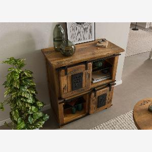 Buffet en bois de Manguier  Bois de récupération 90x45x100 naturel laqué RAILWAY LUX 122