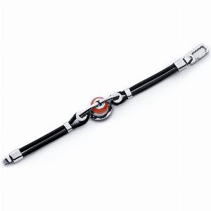 Beaded Silicon Bracelet in Stainless Steel