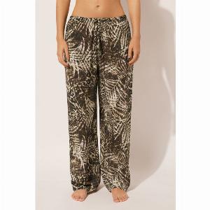 Calzedonia Pantalon Animalier Femme Vert Taille L