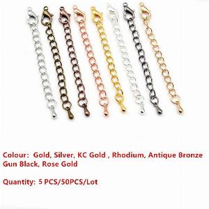 550PCSLOT 50mm Tone Extension Tail Chain Lobster Clasps Connector For DIY Jewelry Making Findings Bracelet Necklace KC Gold5PCS