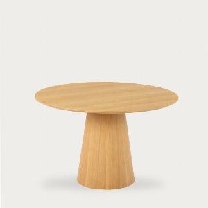 Table à manger ronde en placage de chêne et bois massif 120 Delton
