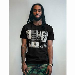 TShirt with Printed Patches in Black  Size L