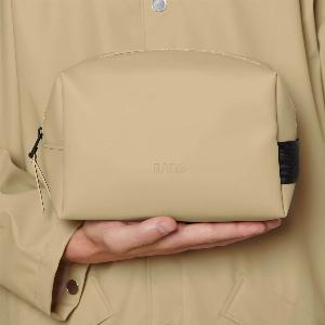 Rains Logo Faux Leather Wash Bag