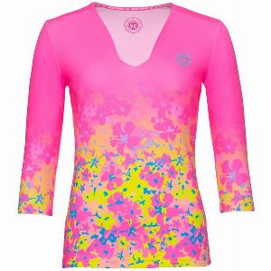 BIDI BADU Baya Tech VNeck Haut Manches Longues Filles  Pink  Jaune
