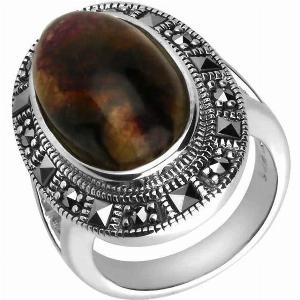 Sterling Silver Blue John Oval Marcasite Ring