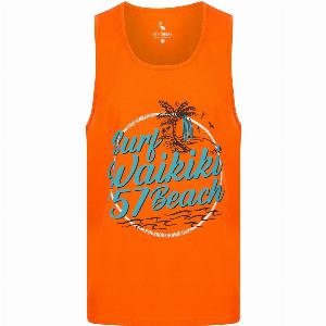 Vests Waikiki Beach Motif Print Cotton Vest Top in Carrot  South Shore  S  Tokyo Laundry