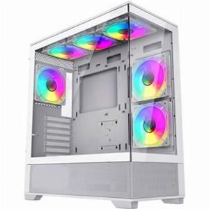 GameMax Vista White Mid Tower Tempered Glass PC Gaming Case with 6x In