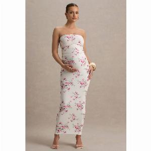 Juniper Cream Floral Strapless Maternity Maxi Dress