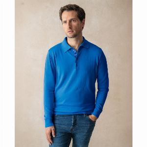 Enjoy 68 Discount on XXL Blue Knit Polo Featuring Blossom Details