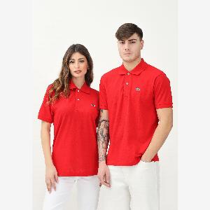 LACOSTE Polo rossa per uomo e donna con patch logo coccodirllo