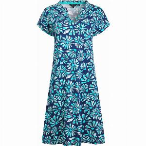 Weird Fish Suffolks Organic Cotton Printed Jersey Dress Aqua Marine Size 12