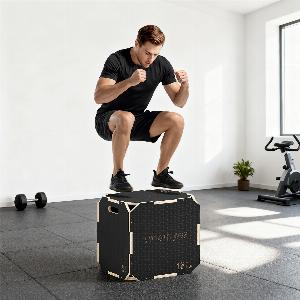 SPORTNOW 3 in 1 Plyo Box Sprungbox eckenfreie Plyometric Plattform mit Griff Plyometrisches Training rutschfest Sprungtrainer für Zuhause Fitnessstudio 51 x 475 x 405 cm Schwarz   Aosom