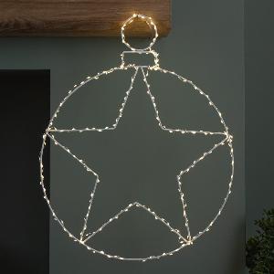 48cm Light up Hanging Christmas Star Bauble with 236 Warm White LEDs