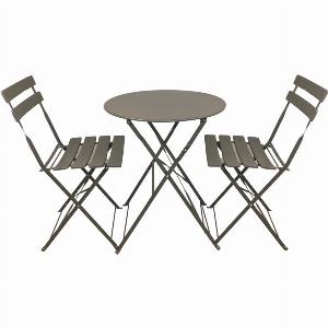 Set Tavolo e Sedie Pieghevoli da Balcone Bar e Terrazza Mobili da Pranzo per Giardino Esterno  Tortora